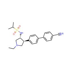 CCN1C[C@H](c2ccc(-c3ccc(C#N)cc3)cc2)[C@@H](NS(=O)(=O)C(C)C)C1 ZINC000038253129