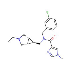 CCN1C[C@H]2[C@@H](C1)[C@@H]2CN(Cc1cccc(Cl)c1)C(=O)c1cn(C)cn1 ZINC000101270897