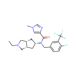 CCN1C[C@H]2C[C@@H](N(Cc3ccc(F)c(C(F)(F)F)c3)C(=O)c3cn(C)cn3)C[C@H]2C1 ZINC000101322141