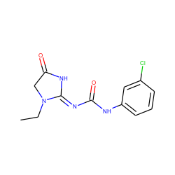 CCN1CC(=O)N/C1=N\C(=O)Nc1cccc(Cl)c1 ZINC000049937075