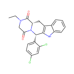 CCN1CC(=O)N2[C@@H](Cc3c([nH]c4ccccc34)[C@@H]2c2ccc(Cl)cc2Cl)C1=O ZINC000066104810