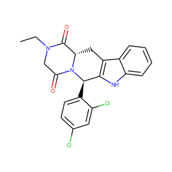 CCN1CC(=O)N2[C@@H](Cc3c([nH]c4ccccc34)[C@H]2c2ccc(Cl)cc2Cl)C1=O ZINC000066104812