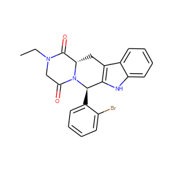 CCN1CC(=O)N2[C@@H](Cc3c([nH]c4ccccc34)[C@H]2c2ccccc2Br)C1=O ZINC000049070718