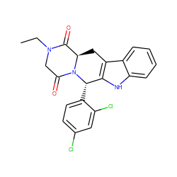 CCN1CC(=O)N2[C@@H](c3ccc(Cl)cc3Cl)c3[nH]c4ccccc4c3C[C@@H]2C1=O ZINC000066104757