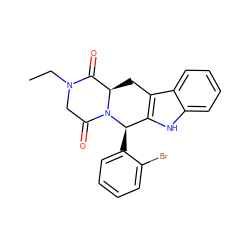 CCN1CC(=O)N2[C@H](Cc3c([nH]c4ccccc34)[C@H]2c2ccccc2Br)C1=O ZINC000049110281