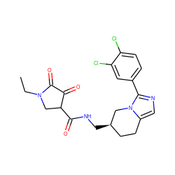 CCN1CC(C(=O)NC[C@@H]2CCc3cnc(-c4ccc(Cl)c(Cl)c4)n3C2)C(=O)C1=O ZINC000222717644