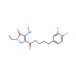 CCN1CC(C(=O)NCCCc2ccc(Cl)c(Cl)c2)=C(NC)C1=O ZINC000142027223