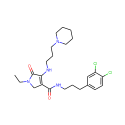 CCN1CC(C(=O)NCCCc2ccc(Cl)c(Cl)c2)=C(NCCCN2CCCCC2)C1=O ZINC000224855828