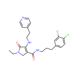 CCN1CC(C(=O)NCCCc2ccc(Cl)c(Cl)c2)=C(NCCc2ccncc2)C1=O ZINC000224807906