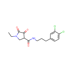 CCN1CC(C(=O)NCCCc2ccc(Cl)c(Cl)c2)C(=O)C1=O ZINC000141969897