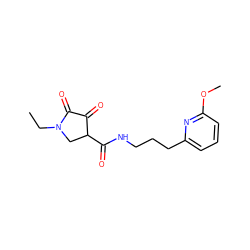 CCN1CC(C(=O)NCCCc2cccc(OC)n2)C(=O)C1=O ZINC000141980294