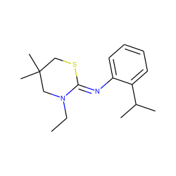 CCN1CC(C)(C)CS/C1=N\c1ccccc1C(C)C ZINC000049947031