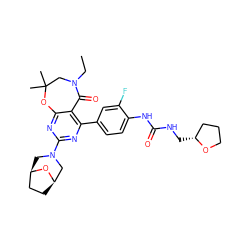 CCN1CC(C)(C)Oc2nc(N3C[C@@H]4CC[C@H](C3)O4)nc(-c3ccc(NC(=O)NC[C@@H]4CCCO4)c(F)c3)c2C1=O ZINC000225297941