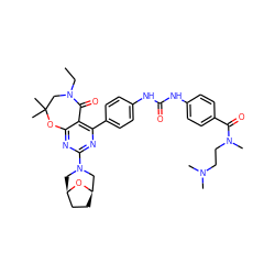 CCN1CC(C)(C)Oc2nc(N3C[C@@H]4CC[C@H](C3)O4)nc(-c3ccc(NC(=O)Nc4ccc(C(=O)N(C)CCN(C)C)cc4)cc3)c2C1=O ZINC001772575297