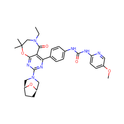 CCN1CC(C)(C)Oc2nc(N3C[C@@H]4CC[C@H](C3)O4)nc(-c3ccc(NC(=O)Nc4ccc(OC)cn4)cc3)c2C1=O ZINC000142208455