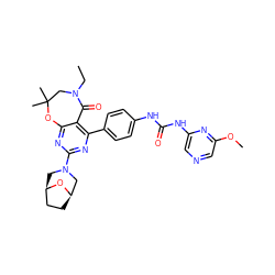 CCN1CC(C)(C)Oc2nc(N3C[C@@H]4CC[C@H](C3)O4)nc(-c3ccc(NC(=O)Nc4cncc(OC)n4)cc3)c2C1=O ZINC000225323517