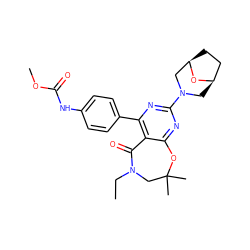 CCN1CC(C)(C)Oc2nc(N3C[C@@H]4CC[C@H](C3)O4)nc(-c3ccc(NC(=O)OC)cc3)c2C1=O ZINC000225313928