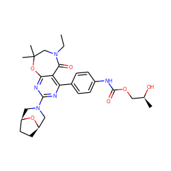 CCN1CC(C)(C)Oc2nc(N3C[C@@H]4CC[C@H](C3)O4)nc(-c3ccc(NC(=O)OC[C@H](C)O)cc3)c2C1=O ZINC000142181803