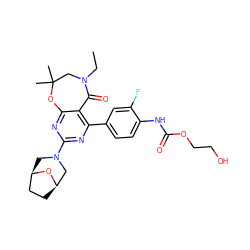 CCN1CC(C)(C)Oc2nc(N3C[C@@H]4CC[C@H](C3)O4)nc(-c3ccc(NC(=O)OCCO)c(F)c3)c2C1=O ZINC000225327866