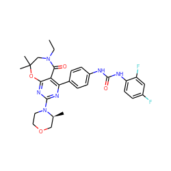 CCN1CC(C)(C)Oc2nc(N3CCOC[C@@H]3C)nc(-c3ccc(NC(=O)Nc4ccc(F)cc4F)cc3)c2C1=O ZINC000142201001