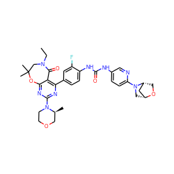 CCN1CC(C)(C)Oc2nc(N3CCOC[C@@H]3C)nc(-c3ccc(NC(=O)Nc4ccc(N5C[C@@H]6C[C@H]5CO6)nc4)c(F)c3)c2C1=O ZINC000225325035