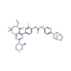 CCN1CC(C)(C)Oc2nc(N3CCOC[C@@H]3C)nc(-c3ccc(NC(=O)Nc4ccc(N5C[C@@H]6CC[C@H](C5)O6)nc4)c(F)c3)c2C1=O ZINC000205340260