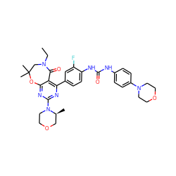 CCN1CC(C)(C)Oc2nc(N3CCOC[C@@H]3C)nc(-c3ccc(NC(=O)Nc4ccc(N5CCOCC5)cc4)c(F)c3)c2C1=O ZINC000205321426