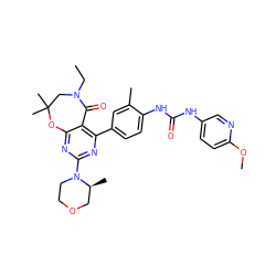 CCN1CC(C)(C)Oc2nc(N3CCOC[C@@H]3C)nc(-c3ccc(NC(=O)Nc4ccc(OC)nc4)c(C)c3)c2C1=O ZINC000142203424