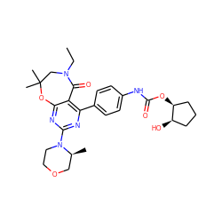 CCN1CC(C)(C)Oc2nc(N3CCOC[C@@H]3C)nc(-c3ccc(NC(=O)O[C@H]4CCC[C@H]4O)cc3)c2C1=O ZINC000142180887