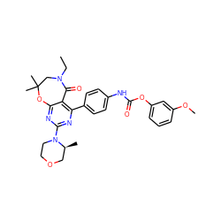 CCN1CC(C)(C)Oc2nc(N3CCOC[C@@H]3C)nc(-c3ccc(NC(=O)Oc4cccc(OC)c4)cc3)c2C1=O ZINC000142201467