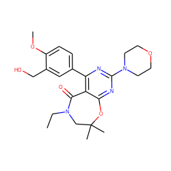 CCN1CC(C)(C)Oc2nc(N3CCOCC3)nc(-c3ccc(OC)c(CO)c3)c2C1=O ZINC000225320395