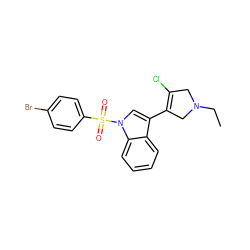 CCN1CC(Cl)=C(c2cn(S(=O)(=O)c3ccc(Br)cc3)c3ccccc23)C1 ZINC000072177149