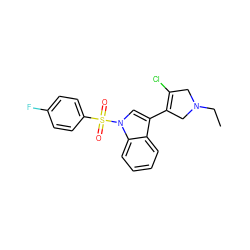 CCN1CC(Cl)=C(c2cn(S(=O)(=O)c3ccc(F)cc3)c3ccccc23)C1 ZINC000072139770