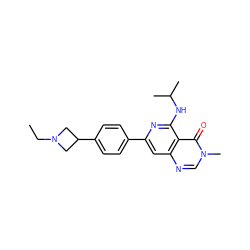 CCN1CC(c2ccc(-c3cc4ncn(C)c(=O)c4c(NC(C)C)n3)cc2)C1 ZINC000115622792