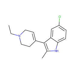 CCN1CC=C(c2c(C)[nH]c3ccc(Cl)cc23)CC1 ZINC000028523078