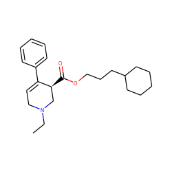 CCN1CC=C(c2ccccc2)[C@@H](C(=O)OCCCC2CCCCC2)C1 ZINC000013782840