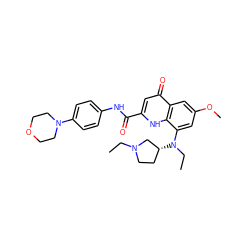 CCN1CC[C@@H](N(CC)c2cc(OC)cc3c(=O)cc(C(=O)Nc4ccc(N5CCOCC5)cc4)[nH]c23)C1 ZINC000028642423