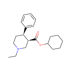 CCN1CC[C@@H](c2ccccc2)[C@@H](C(=O)OC2CCCCC2)C1 ZINC000013782845