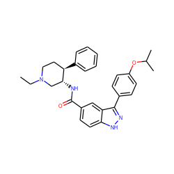 CCN1CC[C@@H](c2ccccc2)[C@H](NC(=O)c2ccc3[nH]nc(-c4ccc(OC(C)C)cc4)c3c2)C1 ZINC000205010941