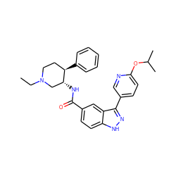 CCN1CC[C@@H](c2ccccc2)[C@H](NC(=O)c2ccc3[nH]nc(-c4ccc(OC(C)C)nc4)c3c2)C1 ZINC000147028494