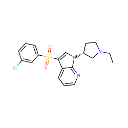 CCN1CC[C@@H](n2cc(S(=O)(=O)c3cccc(Cl)c3)c3cccnc32)C1 ZINC000028862254