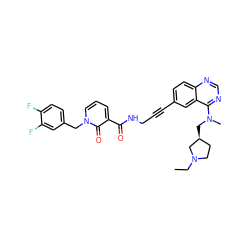 CCN1CC[C@H](CN(C)c2ncnc3ccc(C#CCNC(=O)c4cccn(Cc5ccc(F)c(F)c5)c4=O)cc23)C1 ZINC000096176304