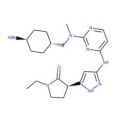 CCN1CC[C@H](c2cc(Nc3ccnc(N(C)C[C@H]4CC[C@H](N)CC4)n3)n[nH]2)C1=O ZINC000473090288