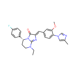 CCN1CC[C@H](c2ccc(F)cc2)N2C(=O)/C(=C/c3ccc(-n4cnc(C)c4)c(OC)c3)N=C12 ZINC000043203350