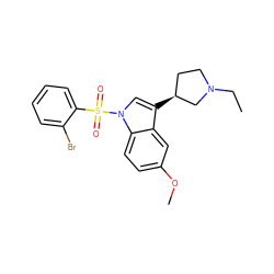 CCN1CC[C@H](c2cn(S(=O)(=O)c3ccccc3Br)c3ccc(OC)cc23)C1 ZINC000072176807