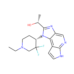 CCN1CC[C@H](n2c([C@@H](C)O)nc3cnc4[nH]ccc4c32)C(F)(F)C1 ZINC000096270811