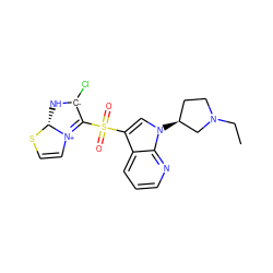 CCN1CC[C@H](n2cc(S(=O)(=O)C3=[N+]4C=CS[C@@H]4N[C-]3Cl)c3cccnc32)C1 ZINC000055862078