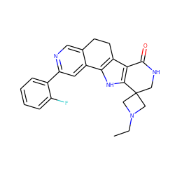 CCN1CC2(CNC(=O)c3c2[nH]c2c3CCc3cnc(-c4ccccc4F)cc3-2)C1 ZINC000072110062