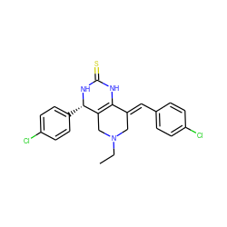 CCN1CC2=C(NC(=S)N[C@H]2c2ccc(Cl)cc2)/C(=C/c2ccc(Cl)cc2)C1 ZINC000073316848