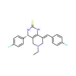 CCN1CC2=C(NC(=S)N[C@H]2c2ccc(F)cc2)/C(=C/c2ccc(F)cc2)C1 ZINC000096282924